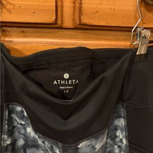 Athleta Black and Floral Gray Leggings